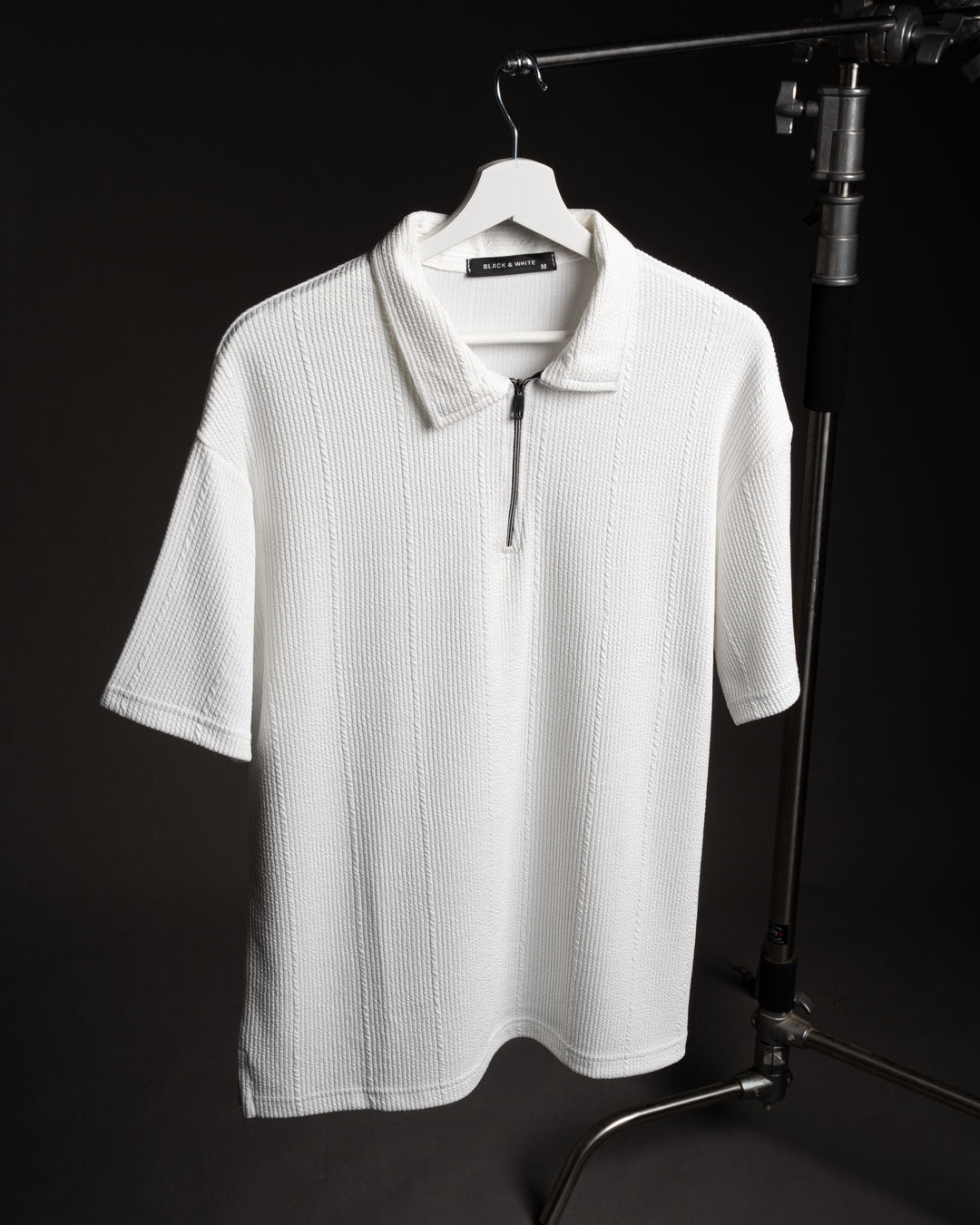 Zip Textured polo shirt