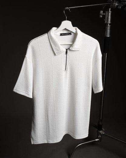 Zip Textured polo shirt