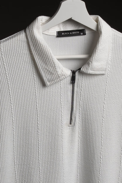 Zip Textured polo shirt