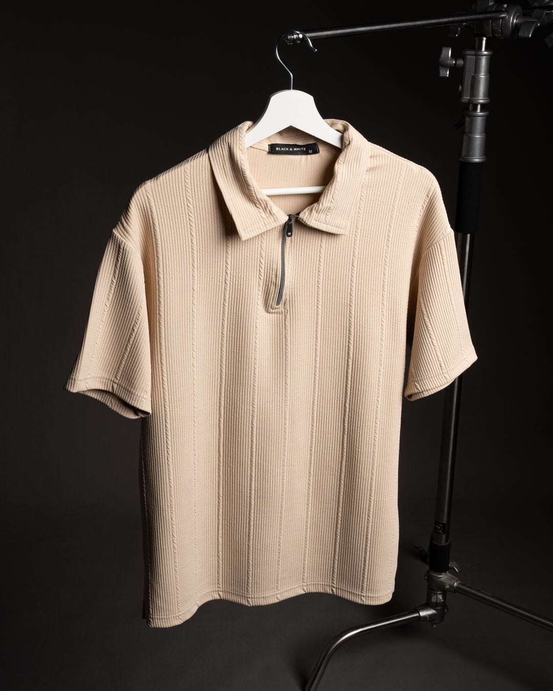 Zip Textured polo shirt