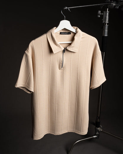 Zip Textured polo shirt
