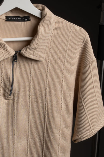 Zip Textured polo shirt