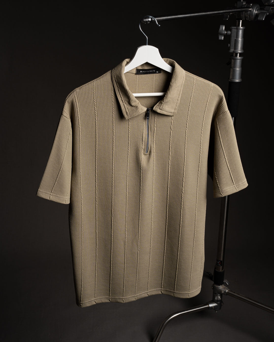 Zip Textured polo shirt