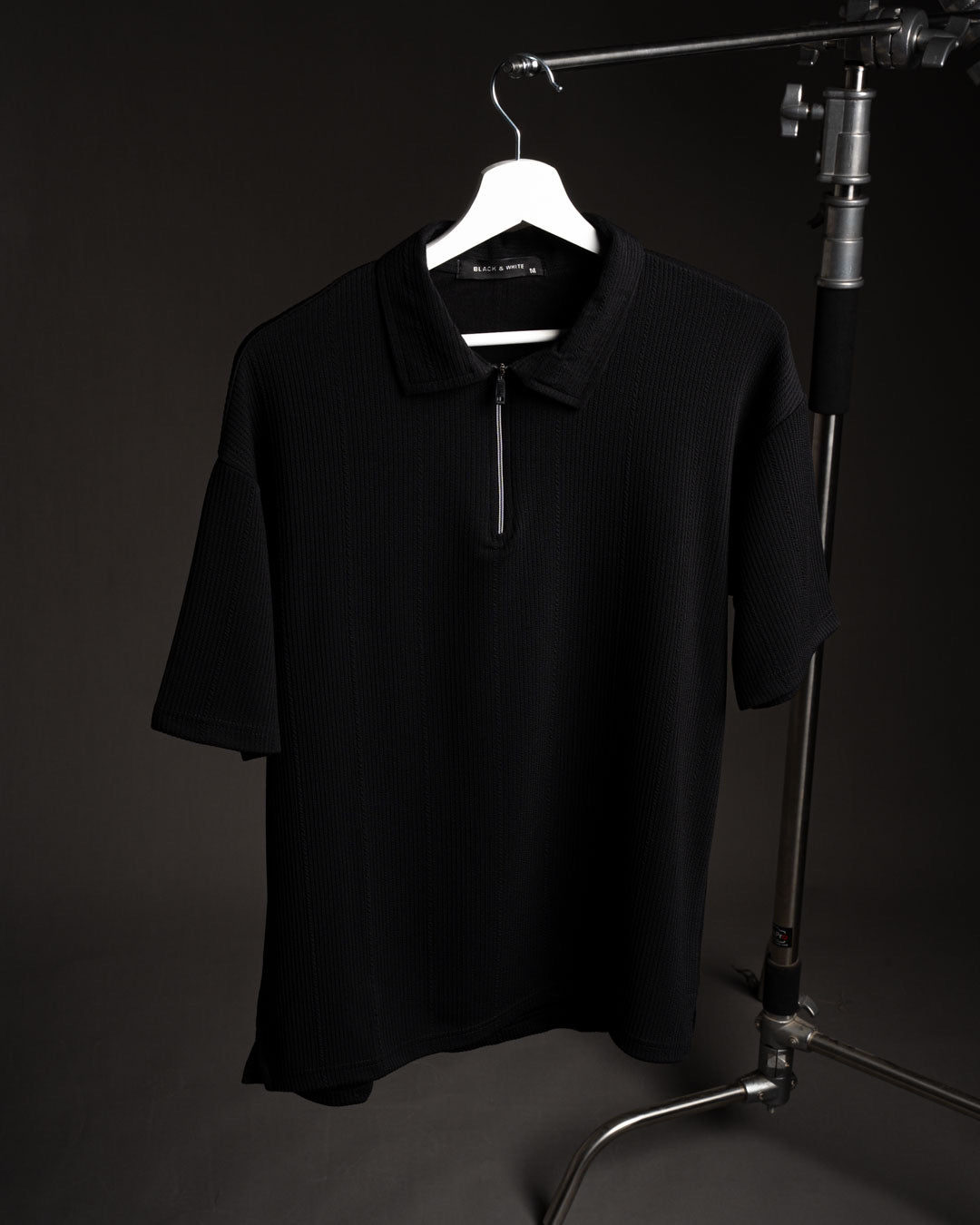 Zip Textured polo shirt
