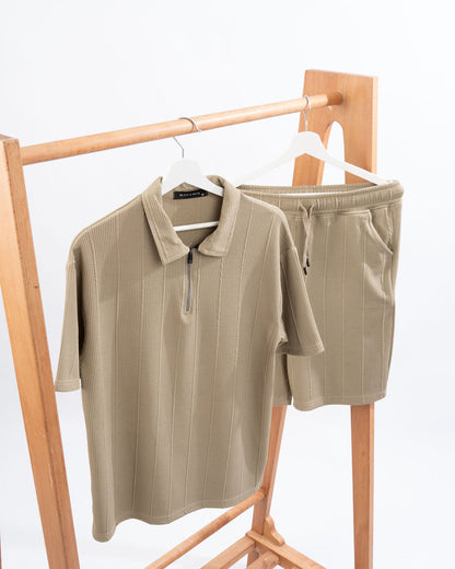 Zip Textured polo set