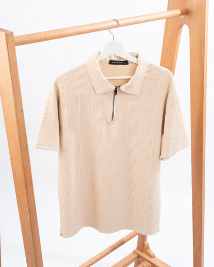 Zip Textured polo shirt