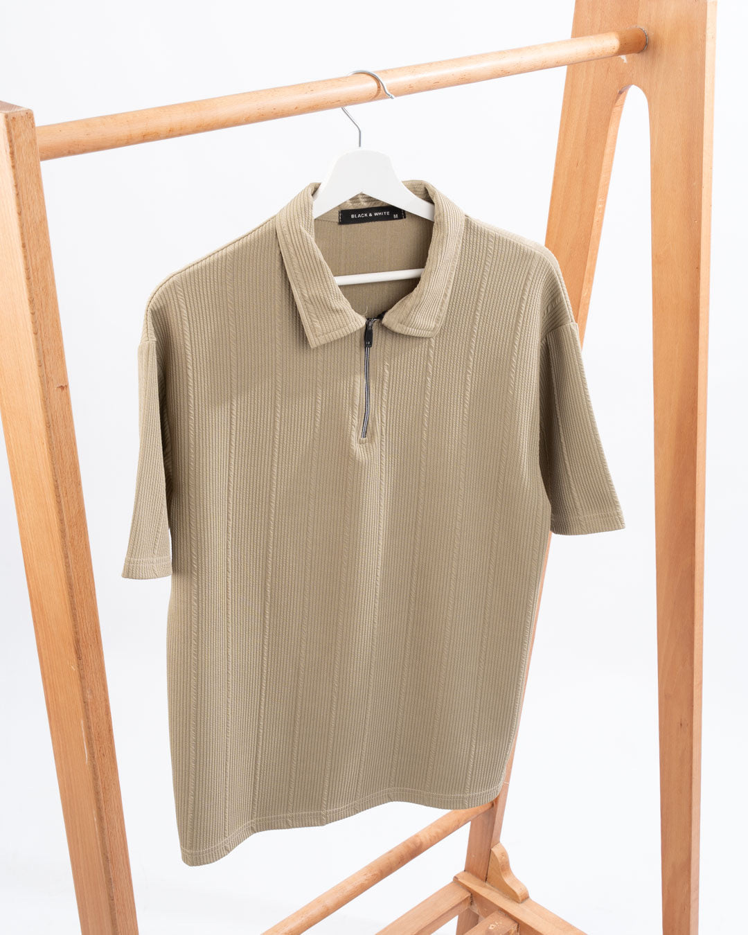 Zip Textured polo shirt