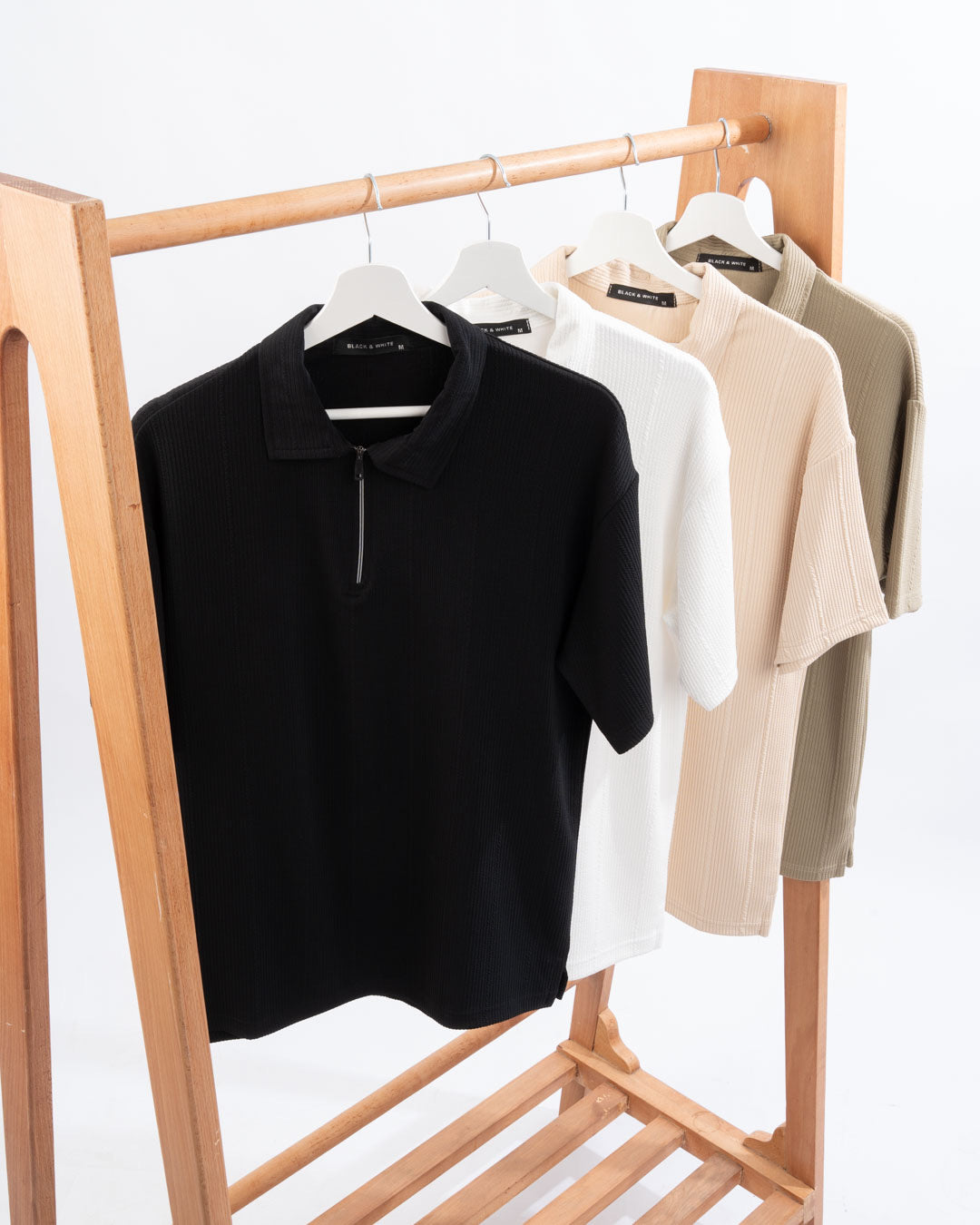 Zip Textured polo shirt