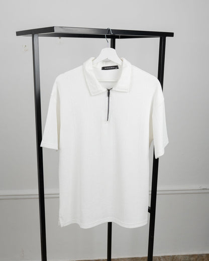 Zip Textured polo shirt