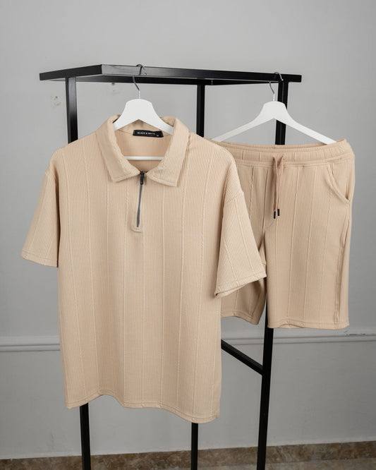 Zip Textured polo set