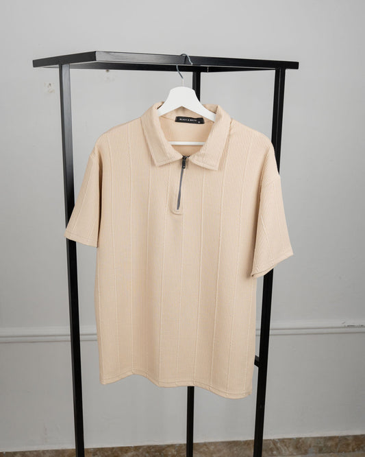 Zip Textured polo shirt