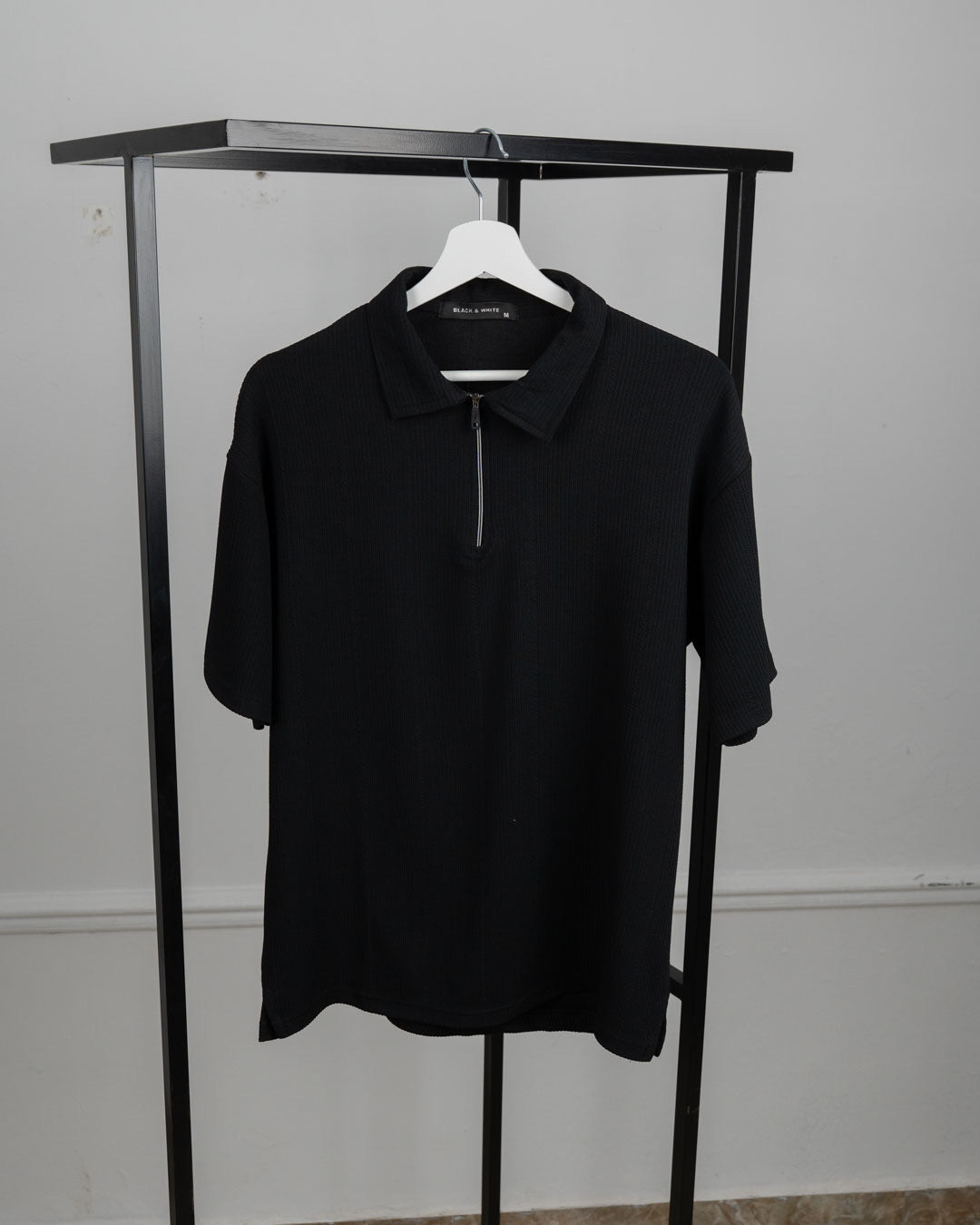 Zip Textured polo shirt