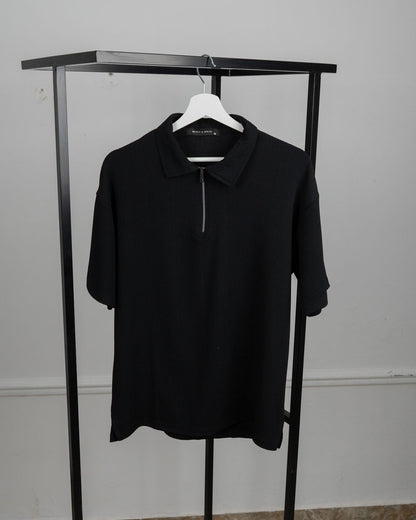 Zip Textured polo shirt