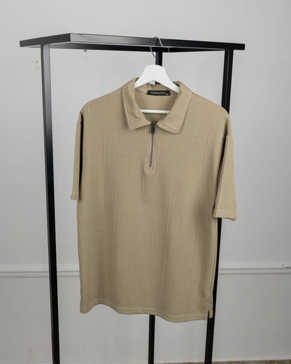 Zip Textured polo shirt