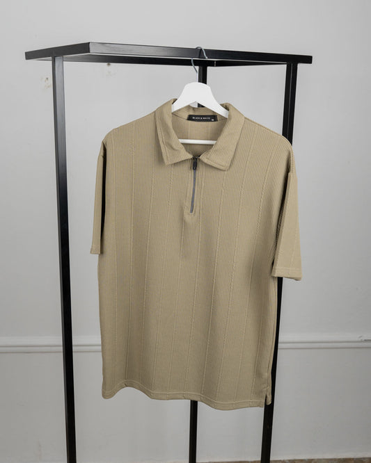 Zip Textured polo shirt