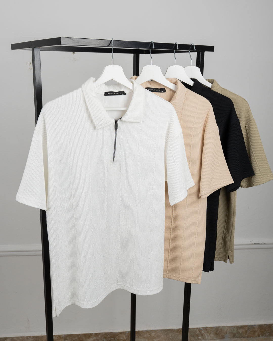 Zip Textured polo shirt